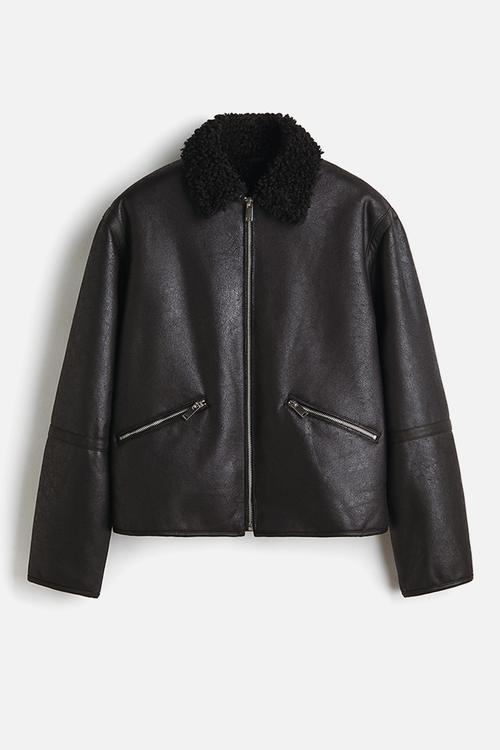 Teddy-lined jacket - black