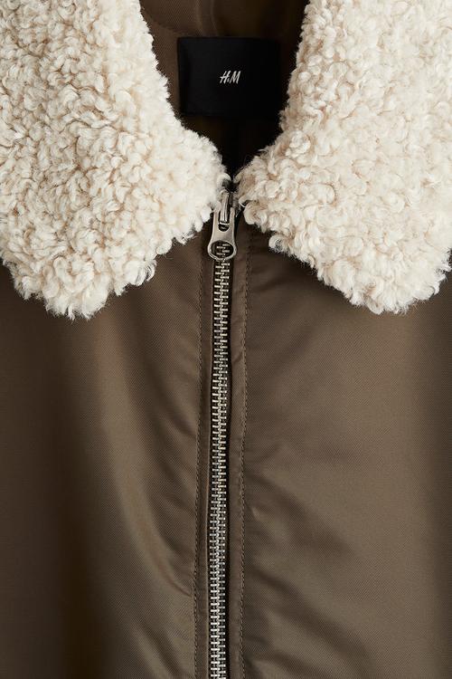 Loose fit nylon bomber jacket - dark mole