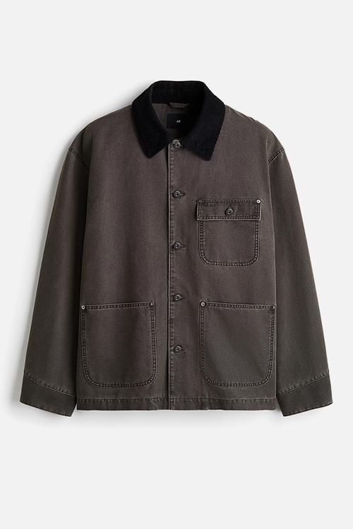 Cotton canvas jacket - dark grey