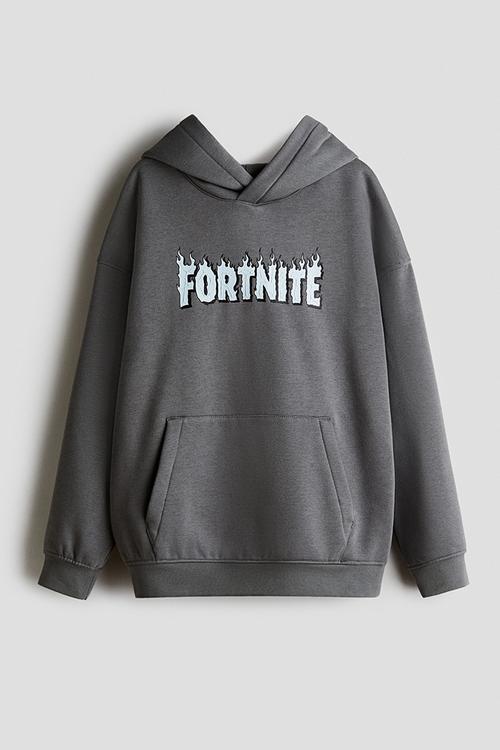 Printed hoodie - grey/fortnite
