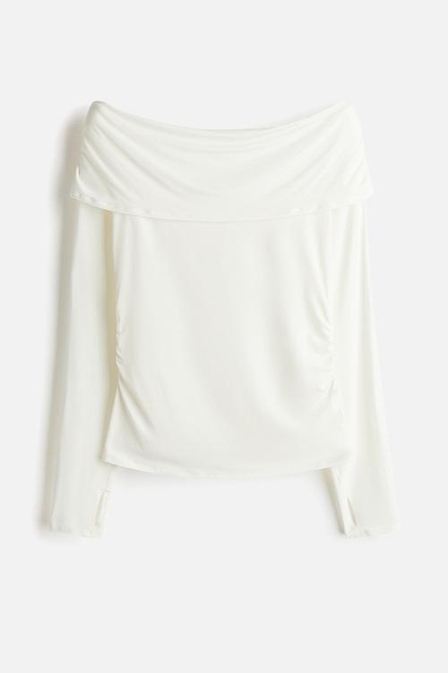 Off-the-shoulder sports top - ivory