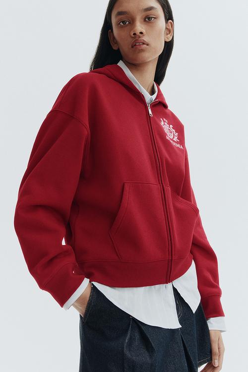 Zip-through hoodie - dark red/academia