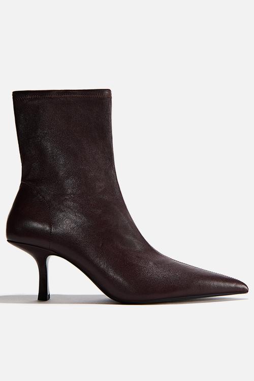 Leather sock boots - burgundy