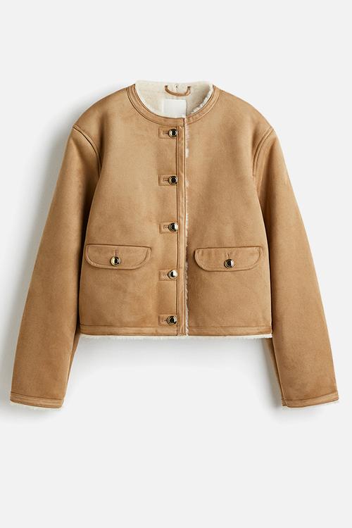 Pile-lined jacket - dark beige