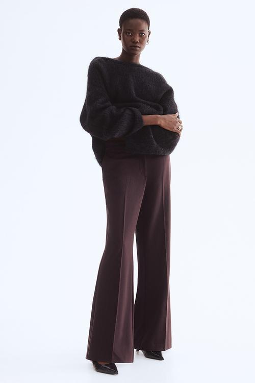 Flared tailored trousers - dark brown