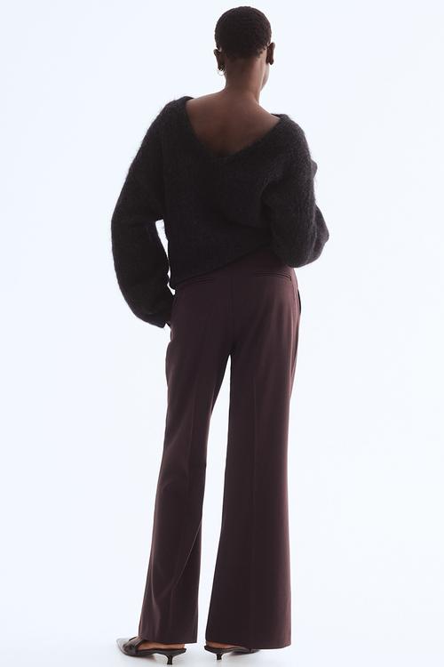 Flared tailored trousers - dark brown