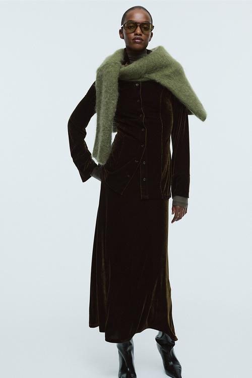 Velour shirt - dark green