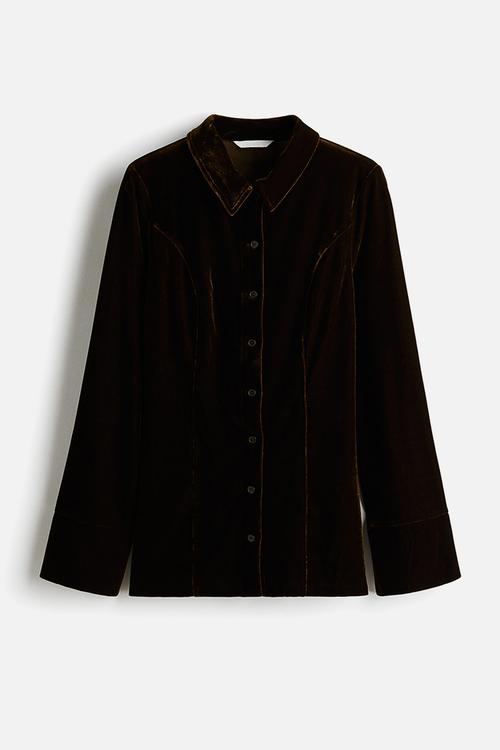 Velour shirt - dark green