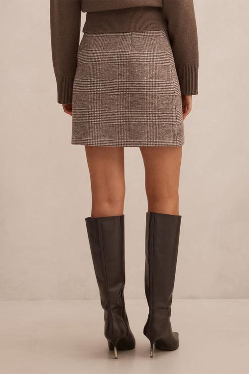 Molly check mini skirt in mid brown check set