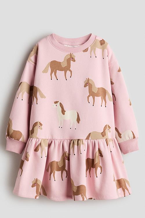 Sweatshirt dress - pink/horses