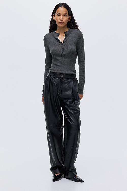 Rib-knit top - dark grey