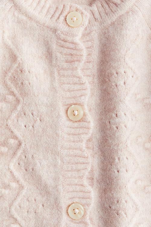 Scalloped knitted cardigan - light pink