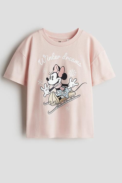 Printed cotton t-shirt - light pink/minnie mouse