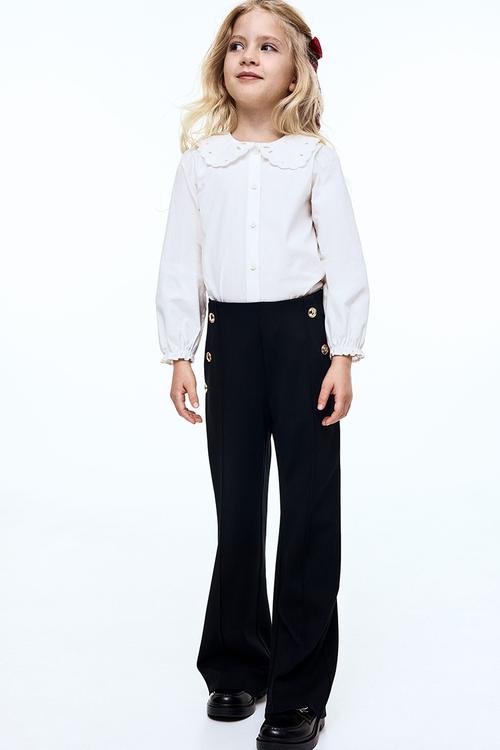 Wide ponte di roma trousers - black