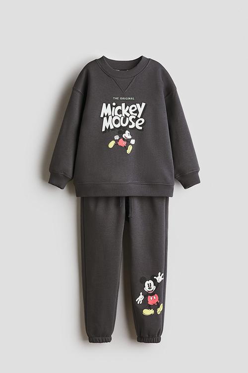 2-piece printed sweatshirt set - dark grey/mickey mouse