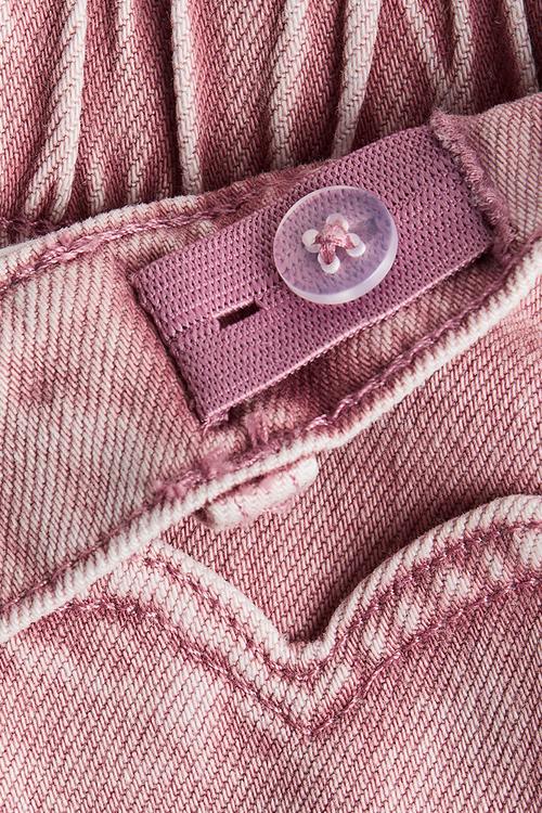 Heart-pocket twill skirt - dark pink