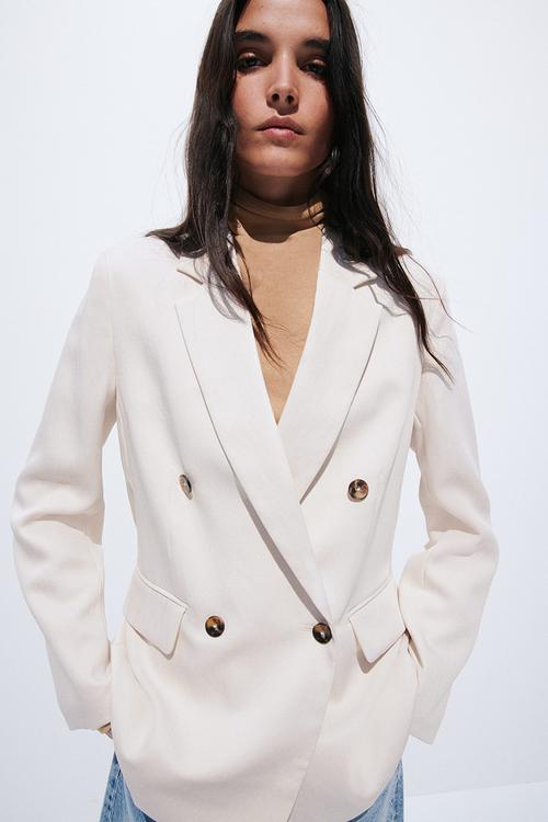 Double-breasted blazer - light beige