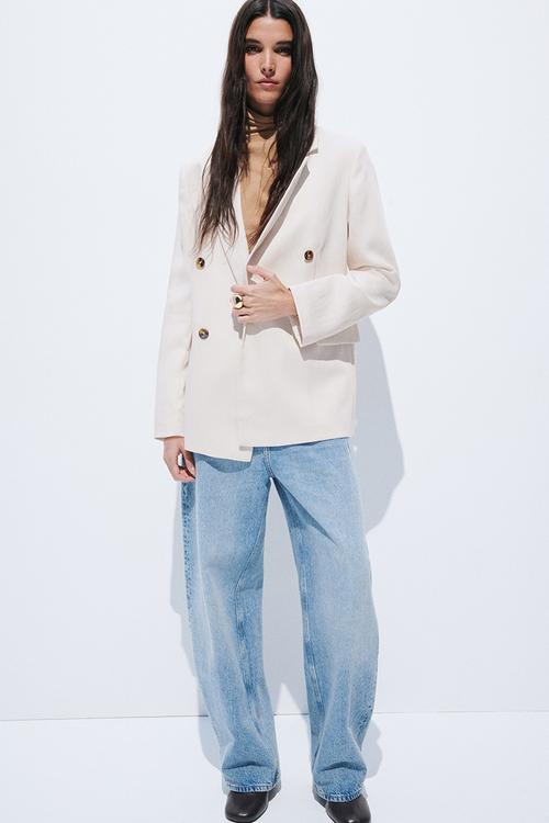 Double-breasted blazer - light beige