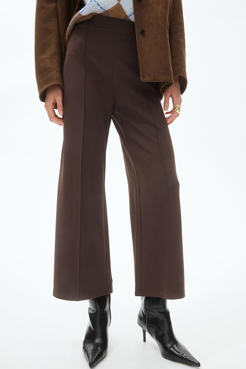 Wide jersey trousers - dark brown