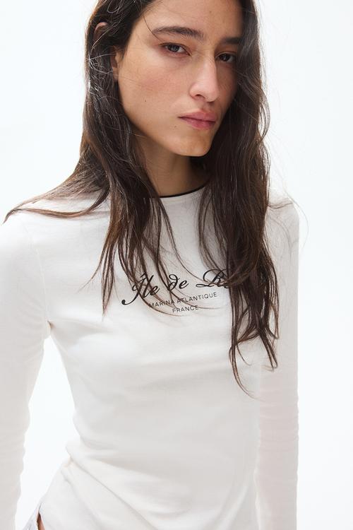 Long-sleeved printed top - white/marina atlantique