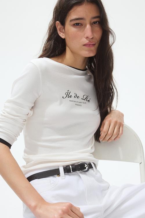Long-sleeved printed top - white/marina atlantique
