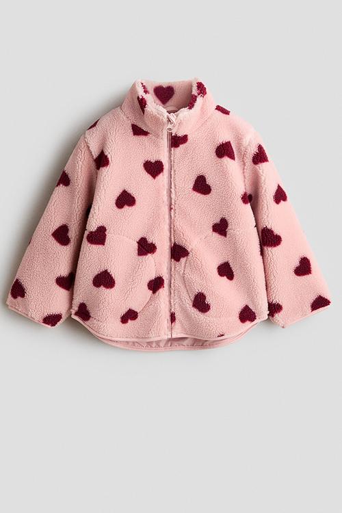 Teddy jacket - light pink/hearts
