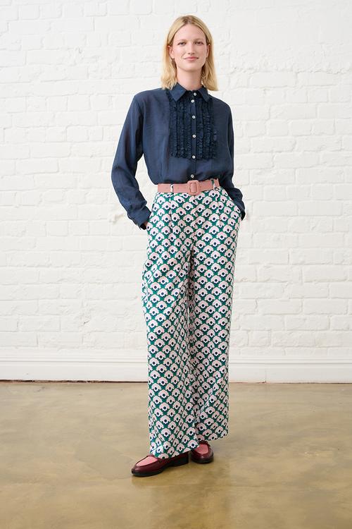 Straight Leg Trousers in Geo Floral - Multi