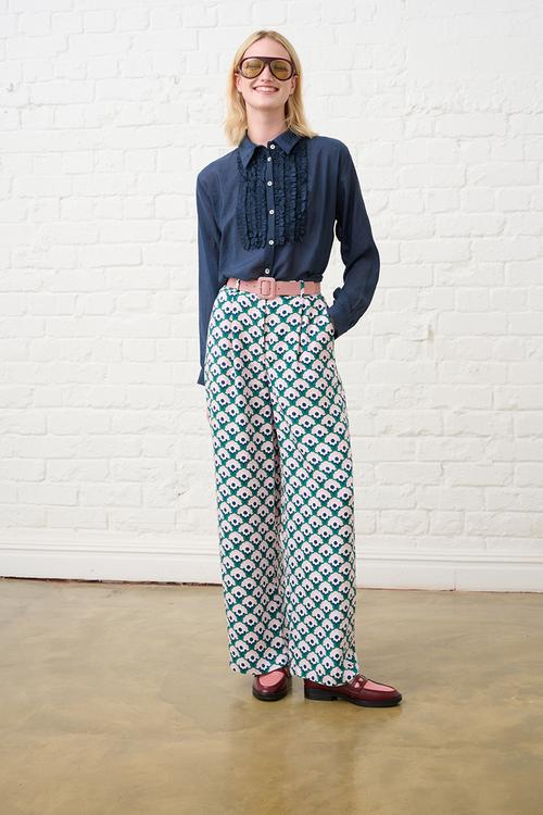 Straight Leg Trousers in Geo Floral - Multi