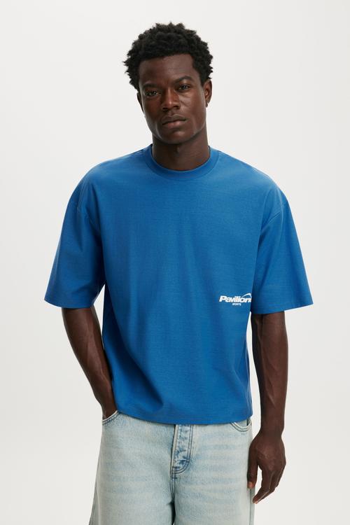 Cropped Fit Graphic T-Shirt - Dusk Blue / Pavilion Globe