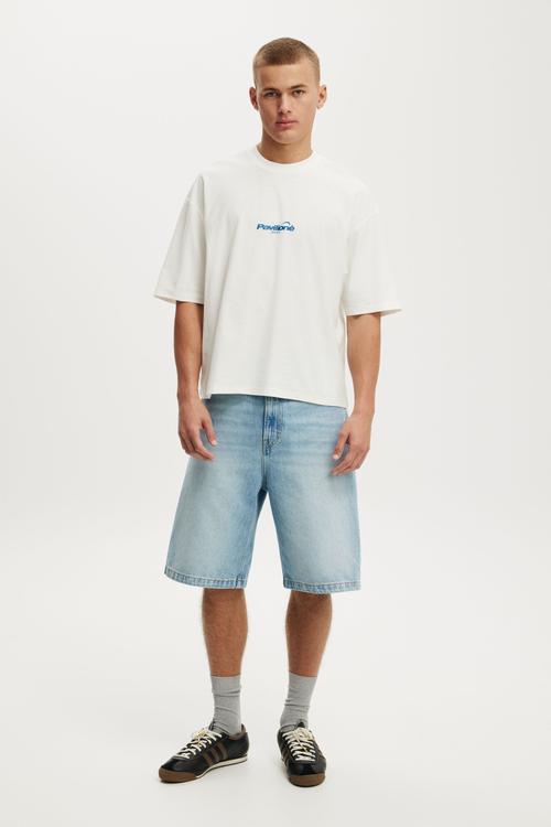 Cropped Fit Graphic T-Shirt - vintage white / pavilioné globe