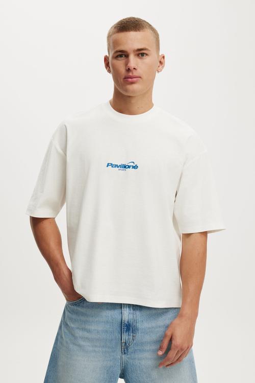 Cropped Fit Graphic T-Shirt - vintage white / pavilioné globe
