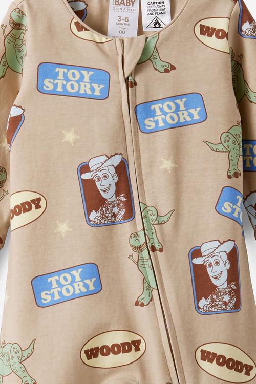 The Long Sleeve Zip Romper License - Lcn Dis Latte Cream/Woody & Friends