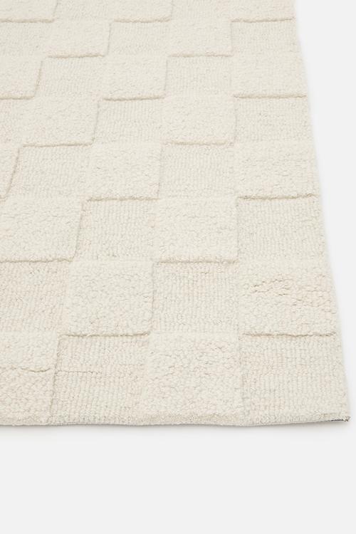 Osaka Hand Tufted Check  Wool Rug Natural