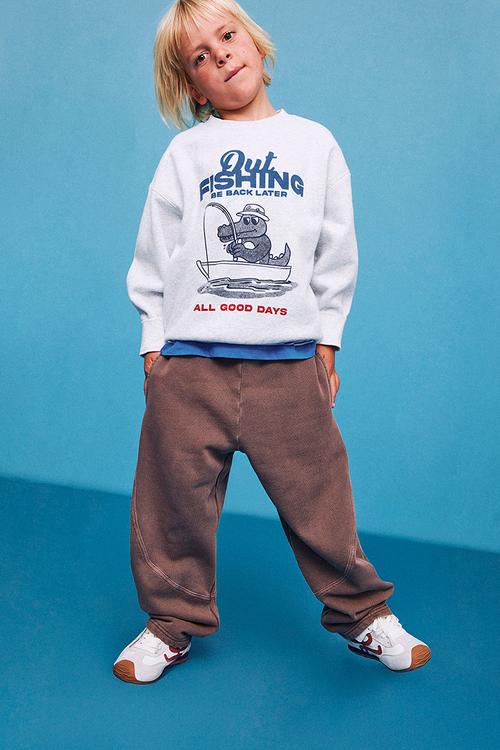 Sammy Oversize Crew - Grey Marle/Out Fishing 
