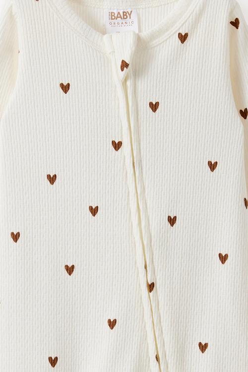Littlie Organic Long Sleev/Milk/Little Love Hearts