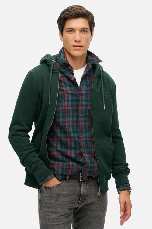 Essential Logo Zip Hoodie - Forest Green