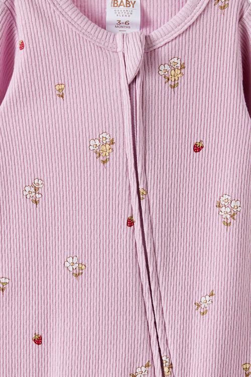 Organic Pointelle Zip Romper - Thistle/Meadow Mornings Floral