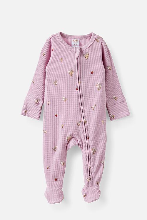 Organic Pointelle Zip Romper - Thistle/Meadow Mornings Floral