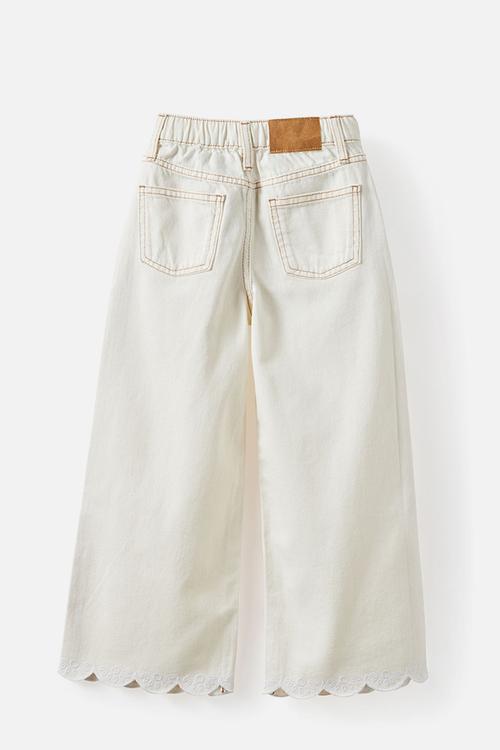 Super Wide Leg Denim Jean - Hayman Ecru/Broderie