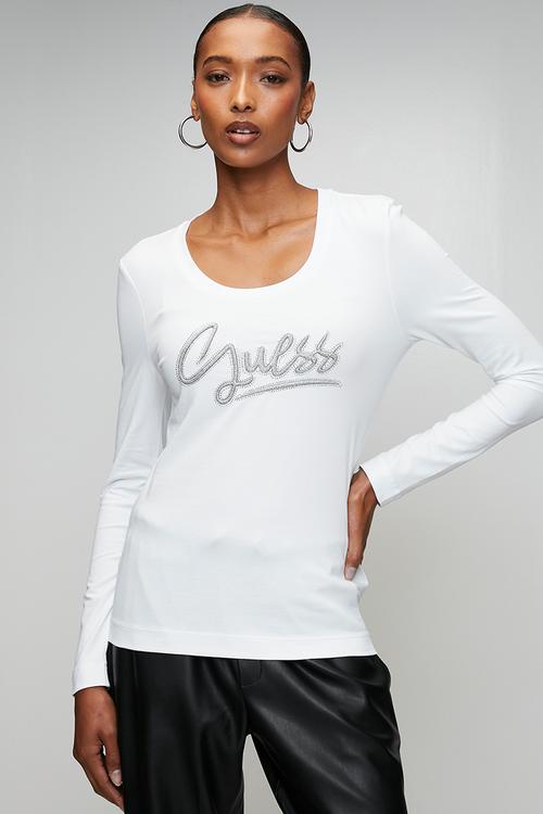 Ls Cn Guess Script Tee - Pure White