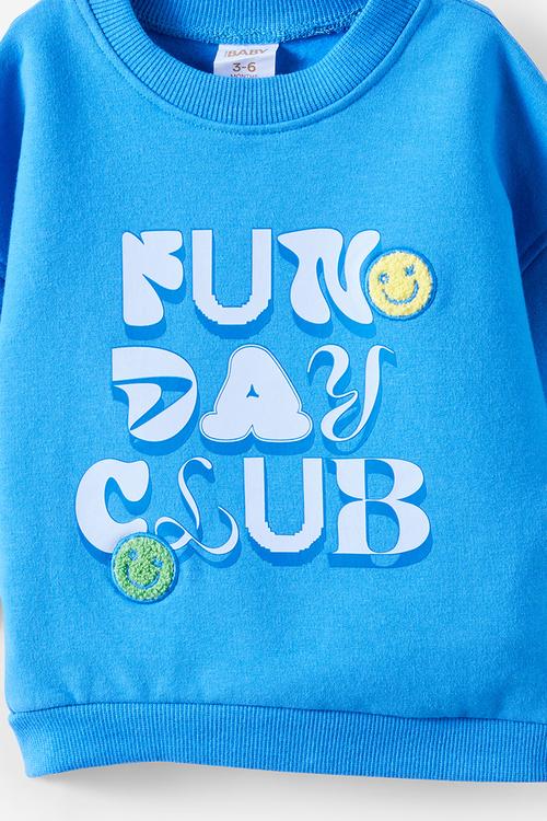 Riley Sweater - Blue Bonnet/Fun Day Club Logo