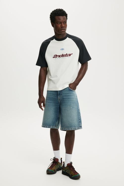 Cropped Fit Graphic T-Shirt - Creampuff / Washed Black - Worldwide