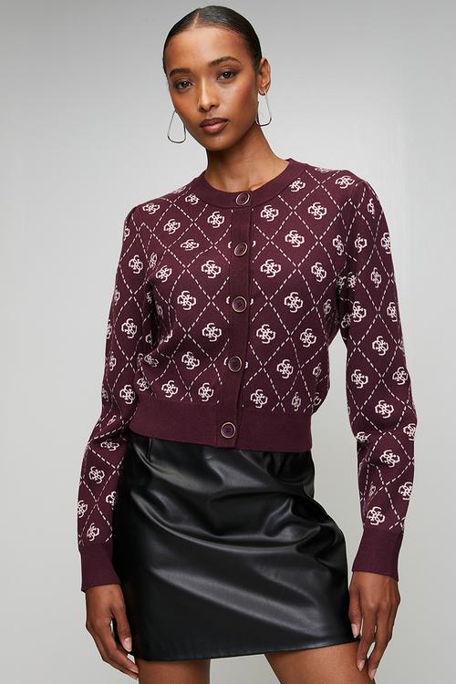 Sarah 4G Ls Cn Cardi Swtr - 4G Plum And Pink