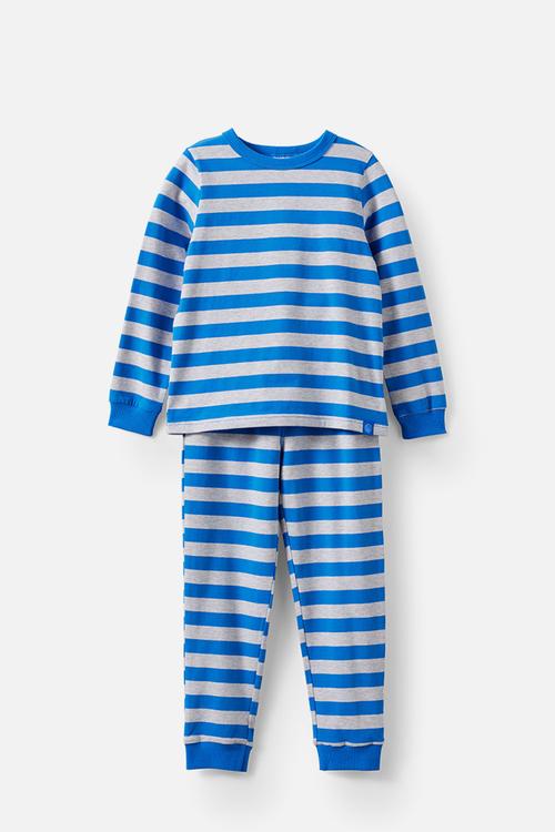 Dreamdrift Long Sleeve Pj Set - Bobbi Stripe Harbour Blue/Grey Marle