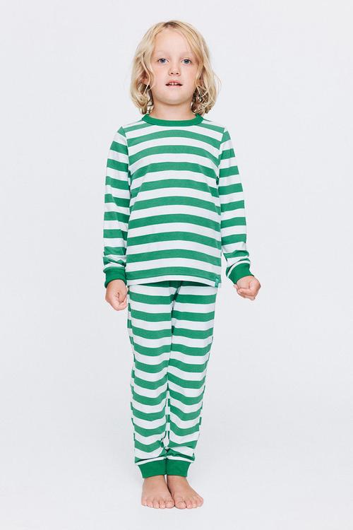 Dreamdrift Long Sleeve Pj Set - Bobbi Stripe Deep Mint/Blue Whisper