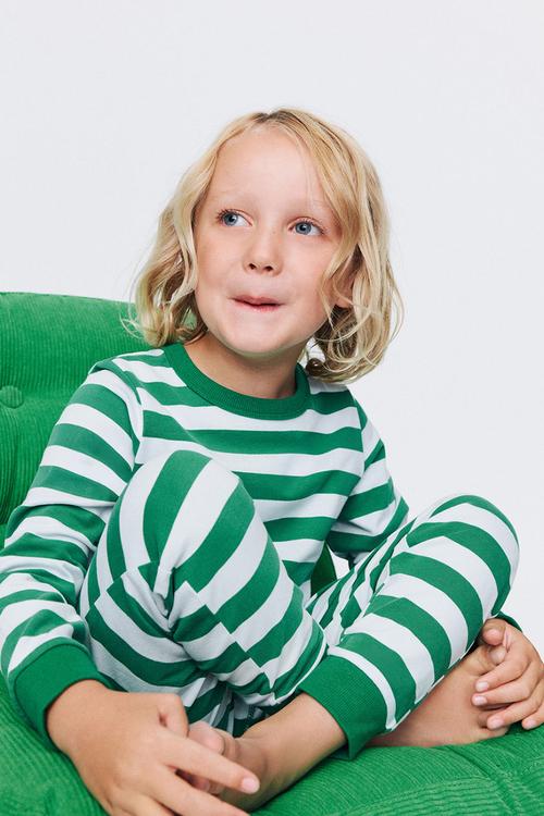Dreamdrift Long Sleeve Pj Set - Bobbi Stripe Deep Mint/Blue Whisper
