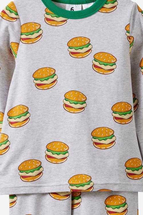 Dreamdrift Long Sleeve Pj Set - Grey Marle/Hamburger