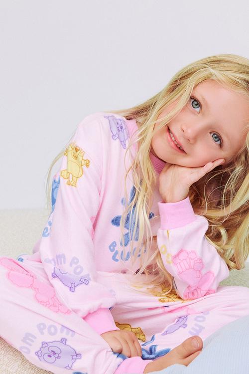 Snoozesoft Long Sleeve Pj Set License - Lcn Blu Tea Party Pink/Bluey Friends