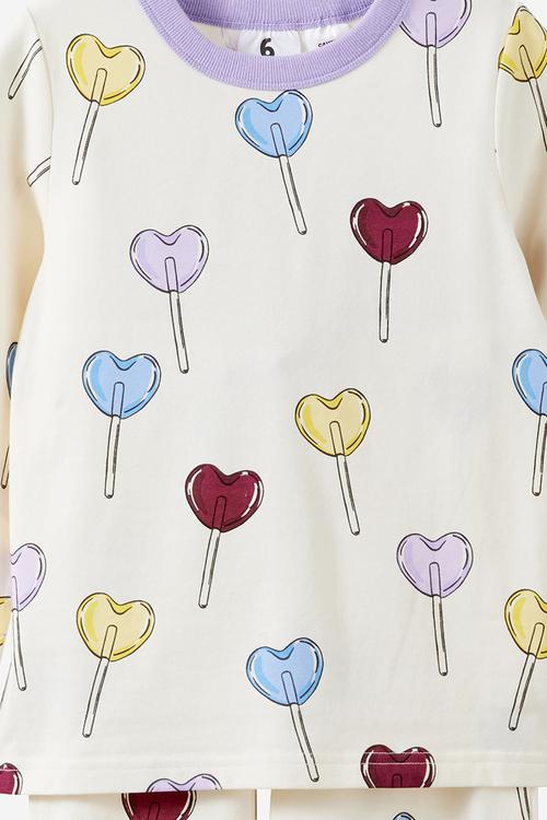 Dreamdrift love sleeve pj set - dark vanilla/heart lollipop