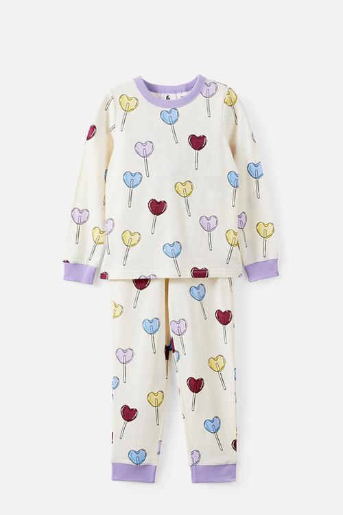Dreamdrift love sleeve pj set - dark vanilla/heart lollipop